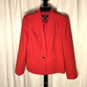Red Single Breasted Women's Suit Jacket by Platinum by Larry‎ Levine